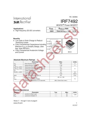 IRF7492TR datasheet  